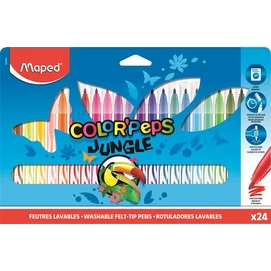 Filctoll készlet, 2,8 mm, kimosható, MAPED &quot;Color`Peps Jungle&quot;, 24 különböző szín