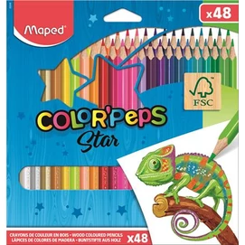 Színes ceruza készlet, háromszögletű, MAPED &quot;Color`Peps Star&quot;, 48 különböző szín