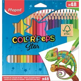Színes ceruza készlet, háromszögletű, MAPED "Color`Peps Star", 48 különböző szín