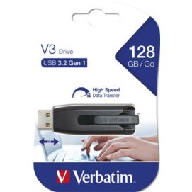 Pendrive, 128GB, USB 3.2, 80/25 MB/s, VERBATIM "V3", fekete-szürke
