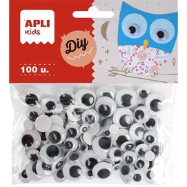 Öntapadó mozgó szem, kör, APLI &quot;Creative&quot;, fekete-fehér