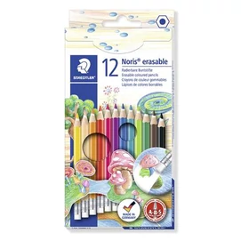 Színes ceruza készlet radírral, hatszögletű, STAEDTLER &quot;Noris Club&quot;, 12 különböző szín