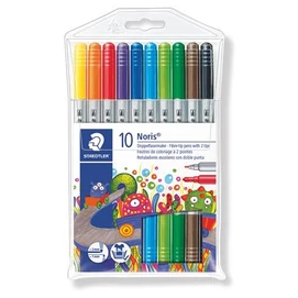 Filctoll készlet, 1-3 mm, kétvégű, kimosható, STAEDTLER &quot;Noris® 320&quot;, 10 különböző szín