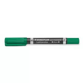 Alkoholos marker, 0,6/1,5 mm, kúpos, kétvégű, STAEDTLER "Lumocolor® duo 348", zöld