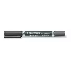 Alkoholos marker, 0,6/1,5 mm, kúpos, kétvégű, STAEDTLER "Lumocolor® duo 348", fekete