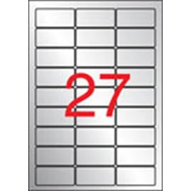 Etikett, 63,5x29,6 mm, poliészter, időjárásálló, kerekített sarkú, APLI, ezüst, 540 etikett/csomag