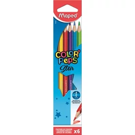 Színes ceruza készlet, háromszögletű, MAPED &quot;Color`Peps Star&quot;, 6 különböző szín