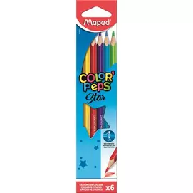 Színes ceruza készlet, háromszögletű, MAPED "Color`Peps Star", 6 különböző szín