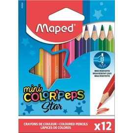 Színes ceruza készlet, háromszögletű, MAPED &quot;Color`Peps Star Mini&quot;, 12 különböző szín