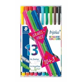 Tűfilc készlet, 0,3 mm, STAEDTLER &quot;Triplus 334&quot;, 10+3 különböző szín
