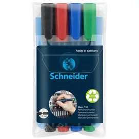 Alkoholos marker készlet, 1-3 mm, kúpos, SCHNEIDER &quot;Maxx 130&quot;, 4 különböző szín