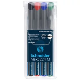 Alkoholos marker készlet, OHP, 1 mm, SCHNEIDER &quot;Maxx 224 M&quot;, 4 különböző szín