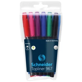 Tűfilc készlet, 0,4 mm, SCHNEIDER &quot;Topliner 967&quot;, 6 különböző szín