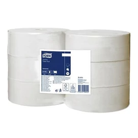 Toalettpapír, T1 rendszer, 2 rétegű, 26 cm átmérő, Universal, TORK &quot;Jumbo&quot;, fehér 