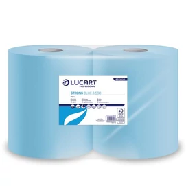 Törlőkendő, tekercses, 3 rétegű, LUCART, &quot;Strong Blue 3.500&quot; kék