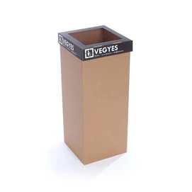 Szelektív hulladékgyűjtő, újrahasznosított, 50 l, RECOBIN &quot;Office&quot;, fekete
