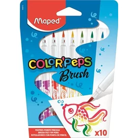 Filctoll készlet, kimosható, ecsetjellegű, MAPED &quot;Color ’Peps Brush&quot;, 10 különböző szín