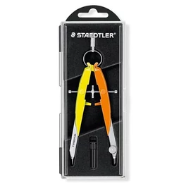 Körző készlet, precíziós, 2 darabos, STAEDTLER &quot;Mars Comfort 556&quot;, neon sárga/narancs