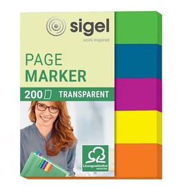 Jelölőcímke, műanyag, 5x40 lap, 12x50 mm, SIGEL &quot;615&quot;, vegyes szín