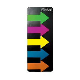 Jelölőcímke, műanyag, 5x25 lap, 25x45 mm, SIGEL &quot;Nyilak&quot;, vegyes szín
