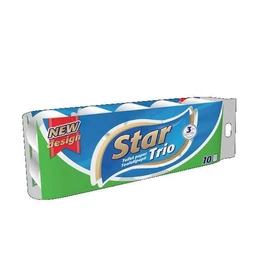 Toalettpapír, 3 rétegű, kistekercses, 10 tekercs, &quot;Star Trio&quot;