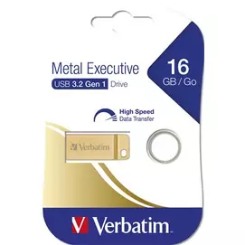 Pendrive, 16GB, USB 3.2, VERBATIM &quot;Executive Metal&quot; arany