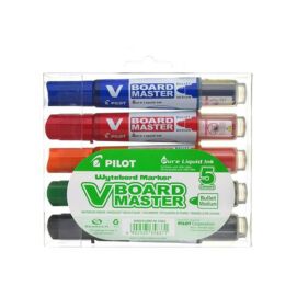 Táblamarker készlet, 2,3 mm, kúpos, PILOT "V-Board Master", 5 különböző szín