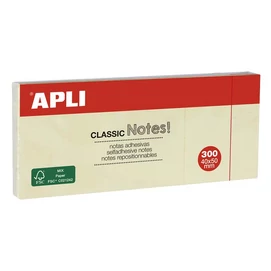 Öntapadó jegyzettömb, 40x50 mm, 3x100 lap, APLI &quot;Classic&quot;, sárga