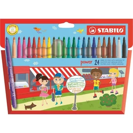 Filctoll készlet, 2 mm, STABILO &quot;Power&quot;, 24 különböző szín
