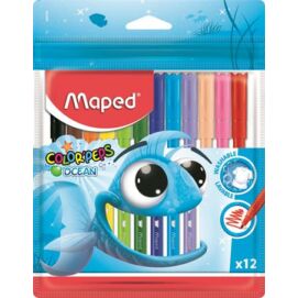 Filctoll készlet, 2 mm, kimosható, MAPED "Color`Peps Ocean", 12 különböző szín