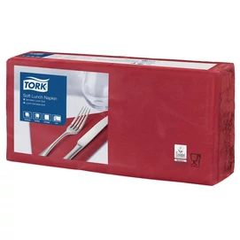 Szalvéta, 1/4 hajtogatott, 3 rétegű, 32,5x32,8 cm, Advanced, TORK &quot;Soft Lunch&quot;, bordó