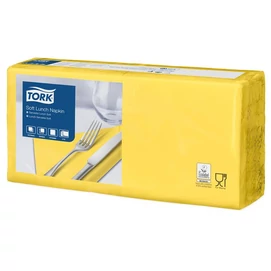 Szalvéta, 1/4 hajtogatott, 3 rétegű, 32,5x32,8 cm, Advanced, TORK &quot;Soft Lunch&quot;, sárga