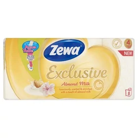 Toalettpapír, 4 rétegű, kistekercses, 8 tekercs, ZEWA &quot;Exclusive&quot;, almond blossom