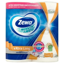 Háztartási papírtörlő, 2 rétegű, 2 tekercses, ZEWA &quot;Wisch&amp;Weg extra lang&quot;