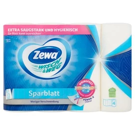 Háztartási papírtörlő, 2 rétegű, 4 tekercses, ZEWA &quot;Wisch&amp;Weg sparblatt&quot;