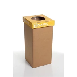 Szelektív hulladékgyűjtő, újrahasznosított, angol felirat, 20 l, RECOBIN &quot;Mini&quot;, sárga