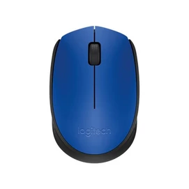 Egér, vezeték nélküli, optikai, közepes méret, USB, LOGITECH &quot;M171&quot;, kék