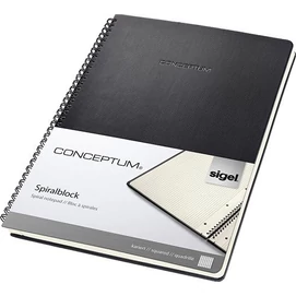 Spirálfüzet, exkluzív, A4, kockás, 80 lap, keményfedeles, SIGEL &quot;Conceptum&quot;, fekete