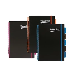 Spirálfüzet, A4, vonalas, 100 lap, PUKKA PAD, "Neon fekete project book"