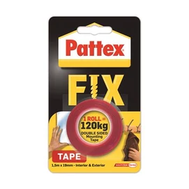 Ragasztószalag, kétoldalas, 19 mm x 1,5 m, HENKEL &quot;Pattex Fix 120 kg&quot;, piros