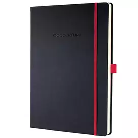Jegyzetfüzet, exkluzív, A4, kockás, 97 lap, keményfedeles, SIGEL &quot;Conceptum Red Edition&quot;, fekete-piros