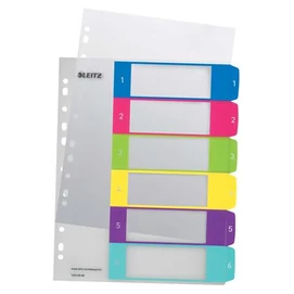 Regiszter, műanyag, A4 Maxi, 1-6, LEITZ &quot;Wow&quot;