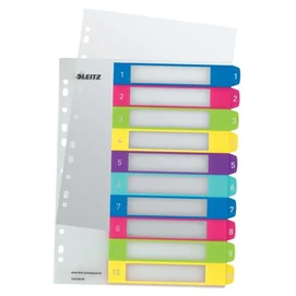 Regiszter, műanyag, A4 Maxi, 1-10, LEITZ &quot;Wow&quot;