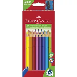 Színes ceruza készlet, háromszögletű, FABER-CASTELL &quot;Jumbo&quot;, 20 különböző szín