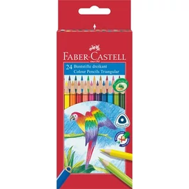 Színes ceruza készlet, háromszögletű, FABER-CASTELL &quot;Papagáj&quot;, 24 különböző szín
