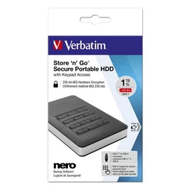 2,5&quot; HDD (merevlemez), 1TB, USB 3.1, jelszavas titkosítás, VERBATIM &quot;Secure Portable&quot;, fekete