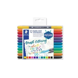 Ecsetirón készlet, 0,5-0,8/1,0-6,0 mm, kétvégű, STAEDTLER &quot;3004&quot;&quot;, 12 szín