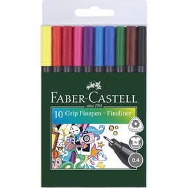 Tűfilc készlet, 0,4 mm, FABER-CASTELL &quot;Grip&quot;, 10 különböző szín