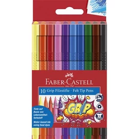 Filctoll készlet, háromszögletű, FABER-CASTELL &quot;Grip&quot;, 10 különböző szín