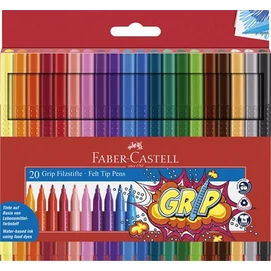 Filctoll készlet, háromszögletű, FABER-CASTELL &quot;Grip&quot;, 20 különböző szín